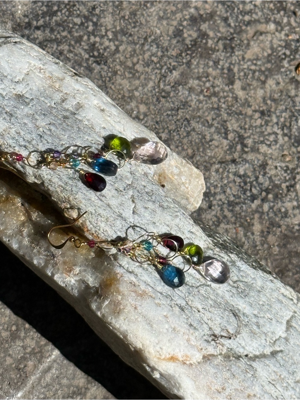Multi-Color Teardrop Cluster Dangle Earrings - Women Jewelry
